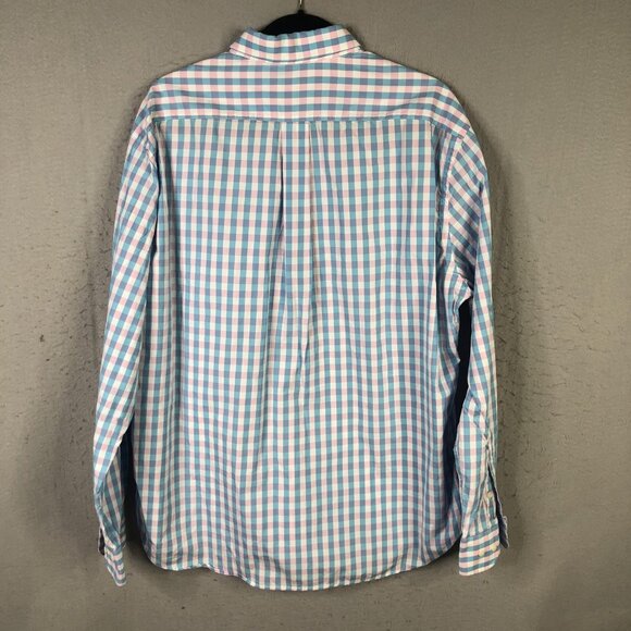 Gitman Bros Shirt Mens Blue Pink Gingham Check Button Front Cotton Made USA - Picture 2 of 16
